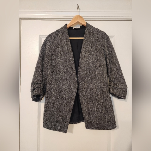 Aritzia Babaton Power Blazer Tweed Gray/Black Size 2 - Picture 3 of 5